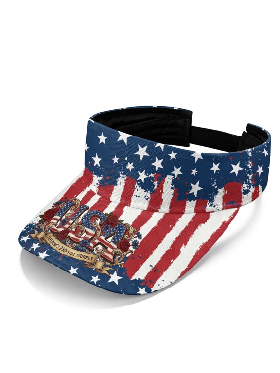 Sun Visor Hat with Usa Patriotic Flag Pattern, Golf Visor for Outdoor Sports and Summer Daily Wear