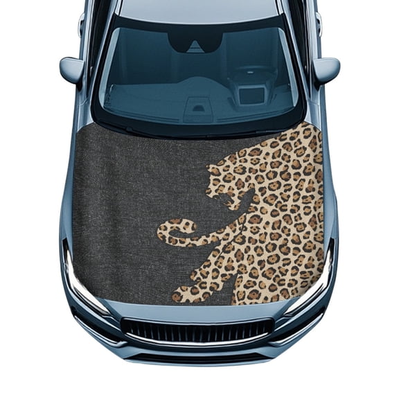 Chririnla Swimsuit Fabric Car Hood Cover for Engine Cover Anti-Aging Anti-Corrosion Car Hood Cover Protector Leopard Pattern