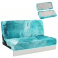 thumbnail image 1 of Chririnla Teal Marble Stretchy 2 Piece Bench Cover, Elastic Non Slip Slipcover Set for Jackknife Sofa Bed, Pet Scratch Resistant for Travel Trips, 1 of 7