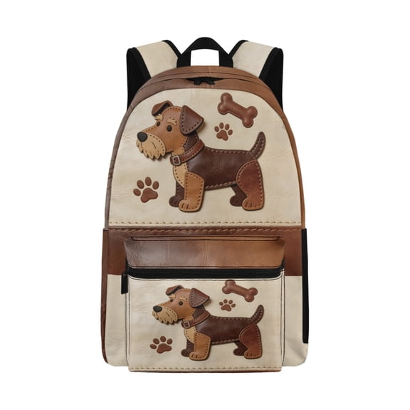 Chririnla Terrier Dog Bone Paw Print School Backpack Soccer Pattern Book Bags for Traveling Personalized Customized Your Name Schoolbag