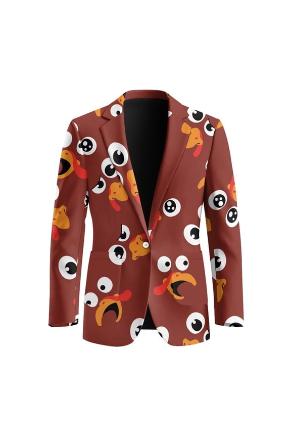 Thanksgiving Men's Sports Suit Jacket Sport Coats with Pockets Turkey Print Print Blazer for Festival Holiday Party
