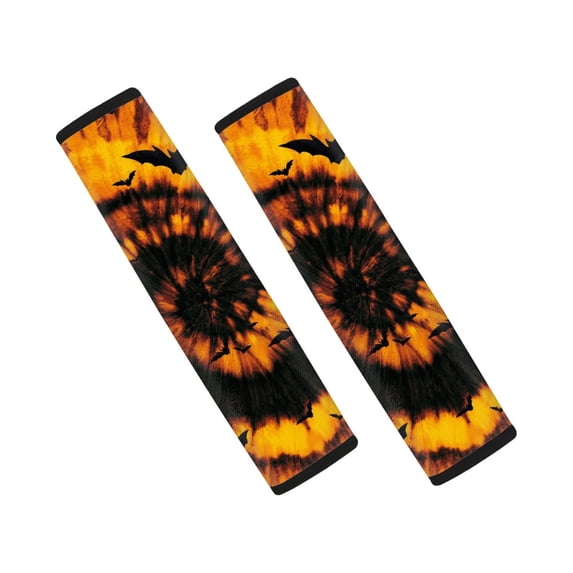 Chririnla Tie Dye Bat Print Car Harness Pads Comfortable Reduce Friction Effectively Car Seat Belt Pads, Washable Removable Compatible with Sedan Auto Van