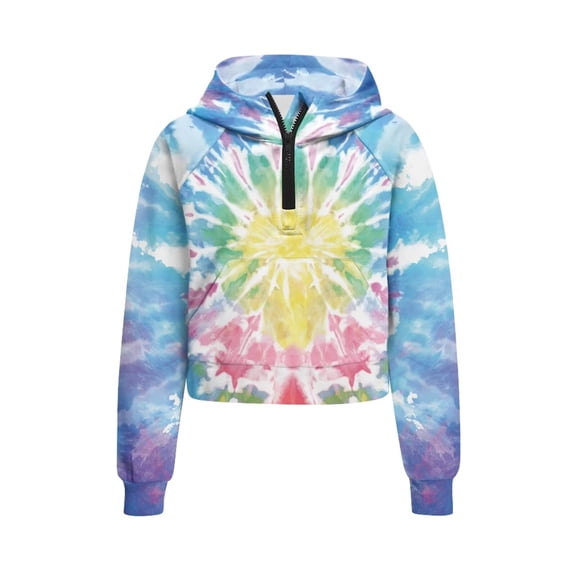 Chririnla Tie Dye Print Comfy Casual Pullover Lightweight Athletic Sportswear with Pocket Trendy Fall Jacket Soft Loose Athletic Wear Size 13-14