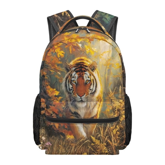 Chririnla Tiger Kids School Backpack for Girls Travel Daypack Elementary Large Capacity School Bag Lightweight Camping