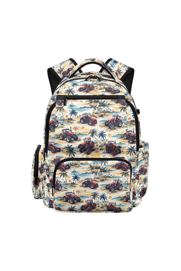 Tractor Print Backpack for Kids Fashion Lightweight Daypack Large Capacity Waterproof Casual Middle High School Teen Girls Bookbag