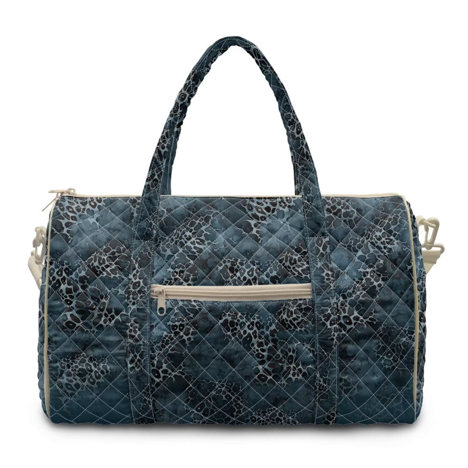 Chririnla Travel Bag Duffle Bag Gym Portable Weekender Overnight Bags with Separate Compartment for Flight, Blue Snake Skin Print