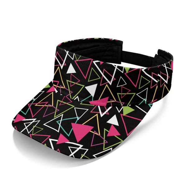 Chririnla Triangle Pattern Design Adjustable Strap Sun Visor Cap, Polyester Fabric Lightweight Empty Top Cap UV Protection Sun Visor Hat for Unisex