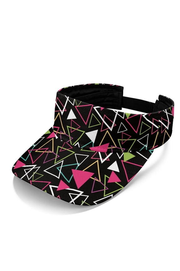 Triangle Pattern Design Adjustable Strap Sun Visor Cap, Polyester Fabric Lightweight Empty Top Cap UV Protection Sun Visor Hat for Unisex