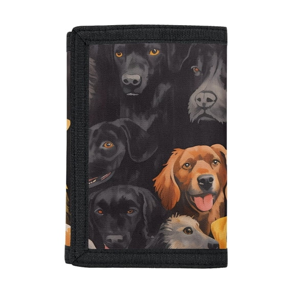 Chririnla Trifold Card Wallet Various Dog Breeds Print Waterproof Trifold Children's Money Wallets for Sports, Polyester Large Capacity Trifold Boys Wallets