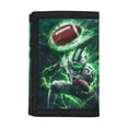 thumbnail image 1 of Chririnla Trifold Card Wallet in Green Lightning Football Pattern, Elastic Polyester Lightweight Wallet for Kids Daily Use and Outdoor Travel, 1 of 7