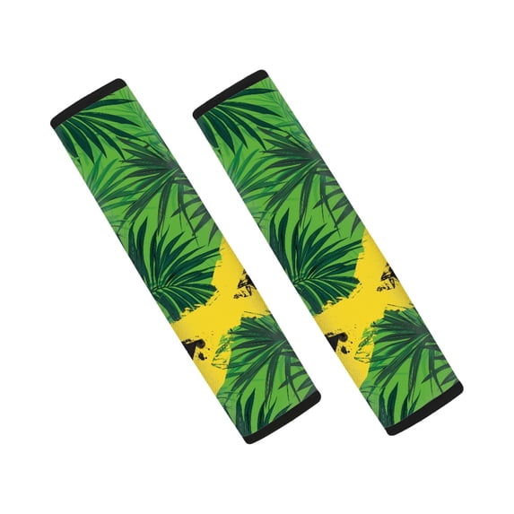 Chririnla Tropical Leaves Car Seat Belt Pads Non-Slip Seat Belt Shoulder Strap Covers Thick Universal Compatible with SUV Auto