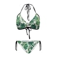thumbnail image 1 of Chririnla Tropical Palm Leaf Halter Triangle Bikini Set Sexy Tie Side Two Piece Swimsuit for Beach Vacation Pool Party Quick Dry & Figure Hugging, 1 of 9