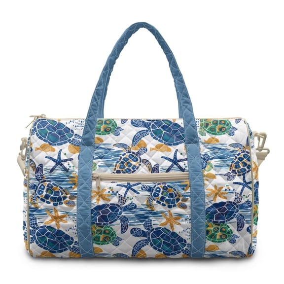 Chririnla Turtles & Starfish Pattern Trendy Athletic Bag Versatile Weekender Overnight Luggage with Airline Approved Carry On Size & Shoulder Strap Dual