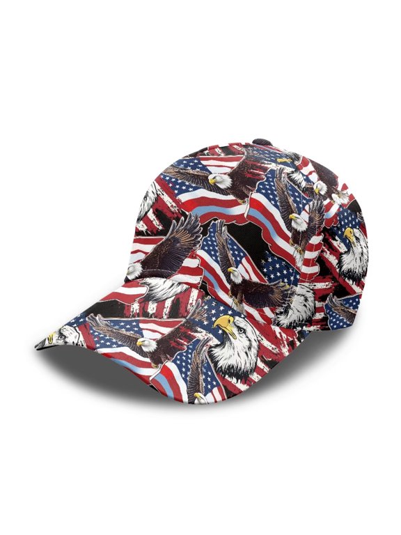 USA Eagle Print Baseball Cap Performance Snapback Hat, Lightweight Baseball Cap for Men & Women's Running & Workout