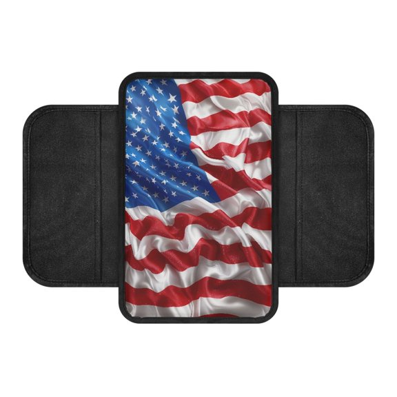 Chririnla USA Flag Pattern Auto Armrest Pad Soft Car Armrest Box Pad for Car Interior, Easy to Install Car Center Console Cover Sedans