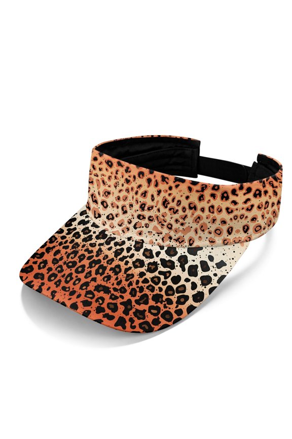 UV Protection Athletic Sun Visor for Walking Running, Polyester Fabric Breathable Sun Visor Hat, Leopard Print Design