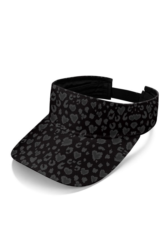 UV Protection Polyester Fabric Sun Visor for Summer, Comfortable Comfortable Fit UV Block Top Visor Hat, Heart-shaped Leopard Print Pattern