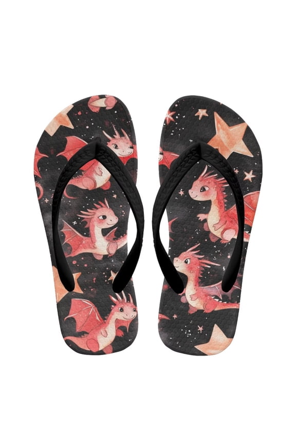 Unisex Child Flip Flops Sandals with Red Dragon Summer Boys Cool Slide Slippers Causal Slip On Thong Sandals US 10