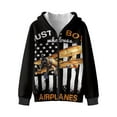 thumbnail image 1 of Chririnla Us Flag Airplanes Fluffy Zip Up Jacket for Youth and Teens - Comfy Casual Hooded Sweatshirt for Outdoor and Gym Fluffy Hoodie for girl, 1 of 7