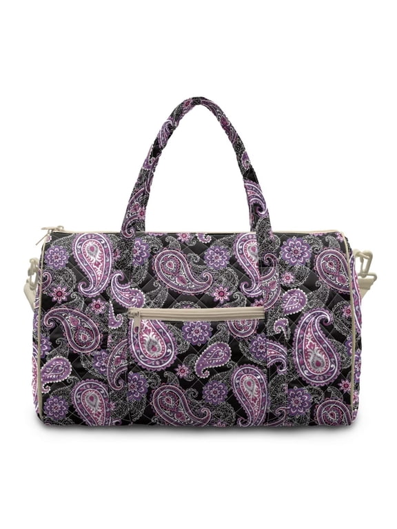 Versatile Carry On Bags for Airplanes Women Modern Travel Duffle with Multi-Pockets & Heavy Duty Sewing Convenient, Purple Paisley Print