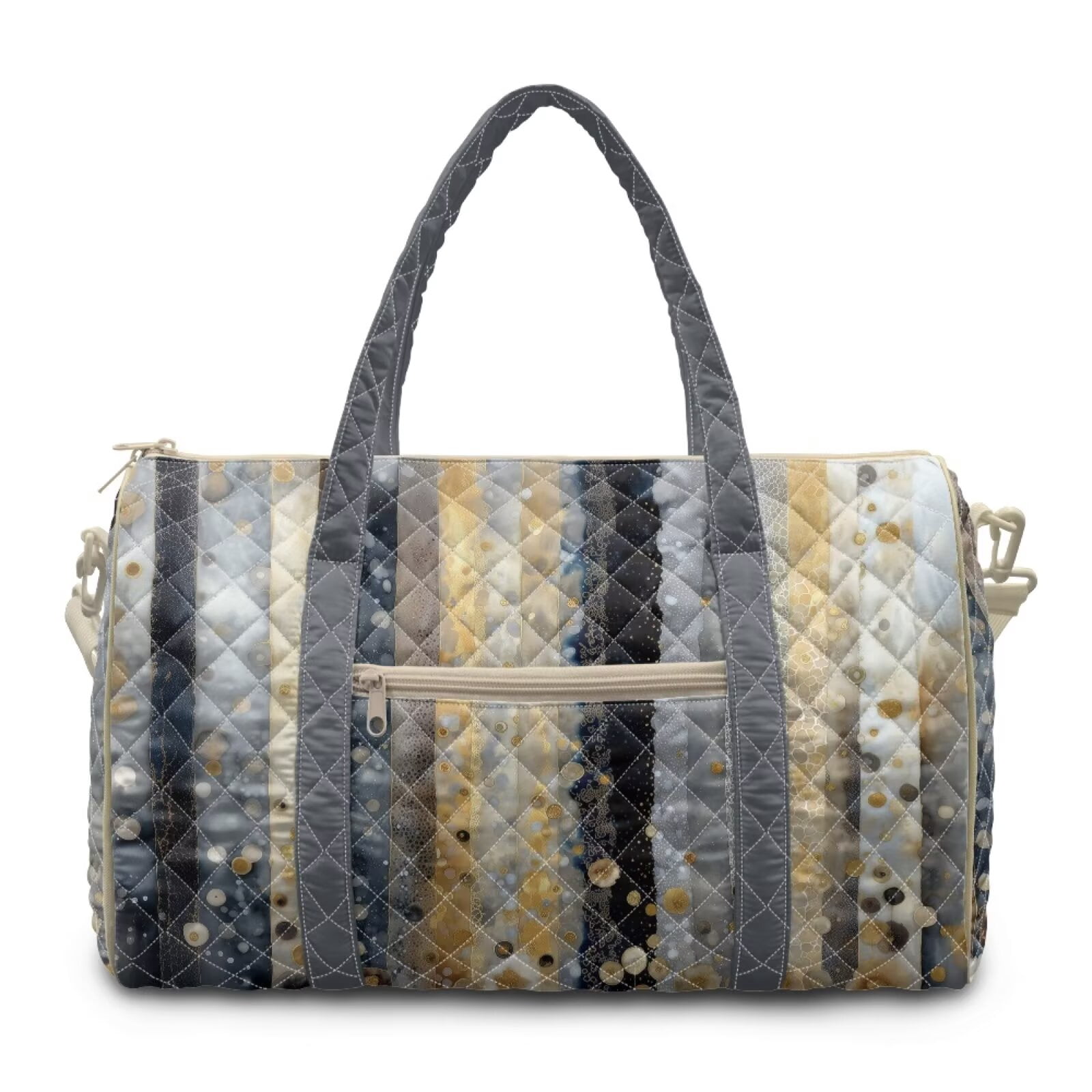 Chririnla Versatile Weekender Bag for Man Women Unisex Gym Bag with Quilted Fabric & Luggage Handle Strap Fits Under Seat, Watercolor Stripe Print