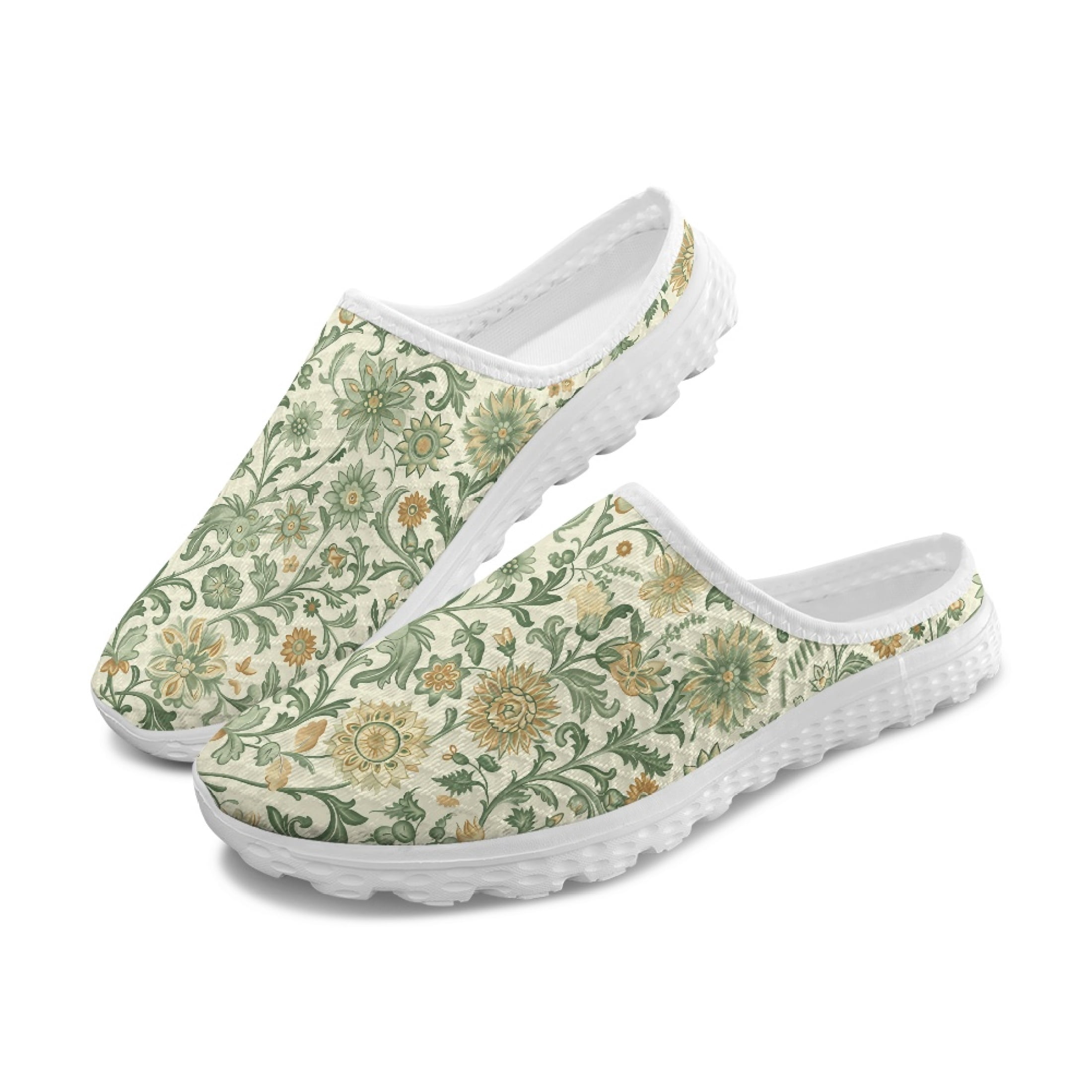 Chririnla Vintage Floral Breathable Mesh Slip On Clogs - Comfortable ...