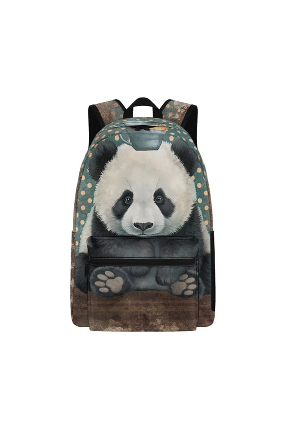 Vintage Giant Panda Print Kids Backpack Back to School Bookbag for Children Teens School Bags Boys