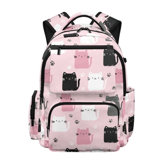 Chririnla Water Resistant Kids Backpack for School Travel, 600D Polyester Lightweight Book Bag, Pink Cat Paw Pattern