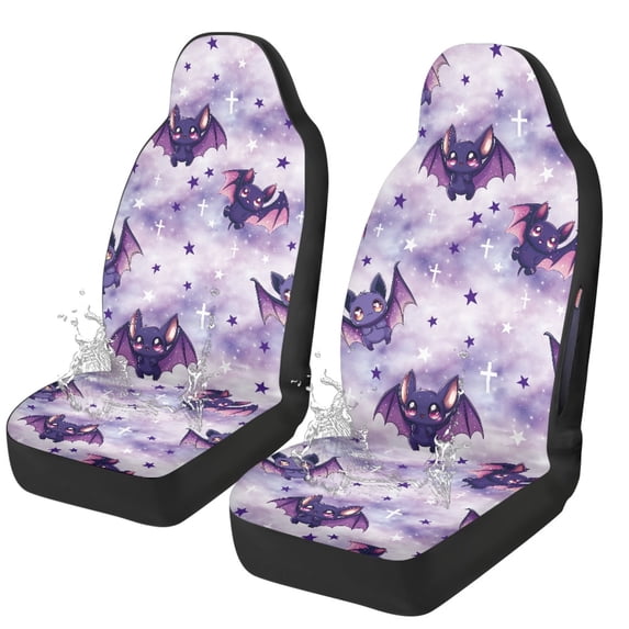 Chririnla Waterproof Car Seat Covers for Auto Polyester Fabric Premium Auto Seat Covers, Bat and Star Pattern
