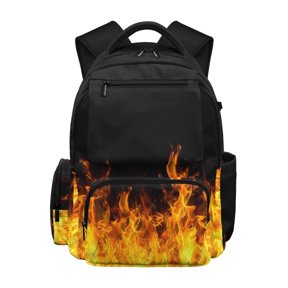 Chririnla Waterproof School Bag for Travel Elementary School, Polyester Multi-Pocket Kids Backpack, Fire Pattern Design