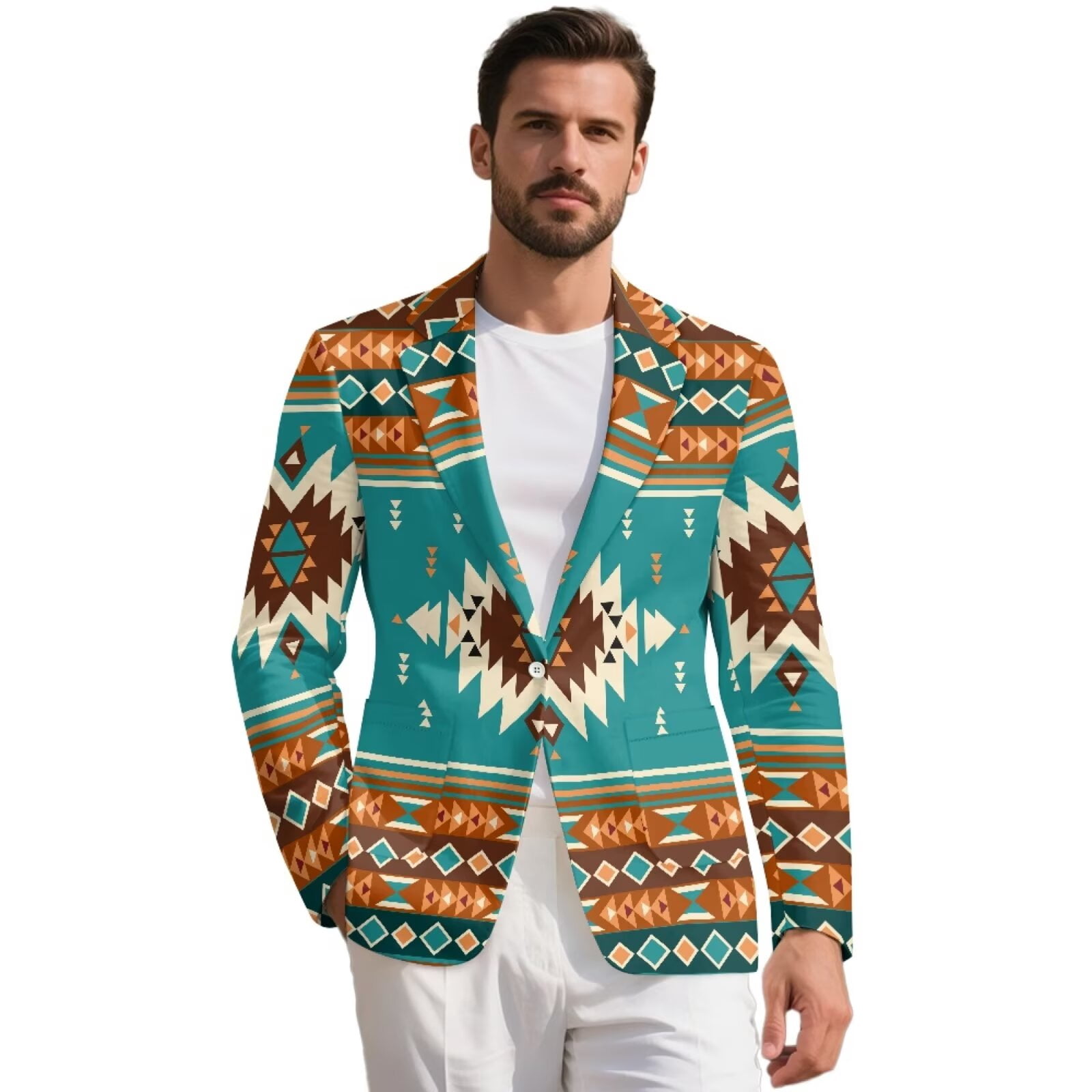 Chririnla Western Aztec Suit Blazer for Men's Tribal Geometric Jackets ...
