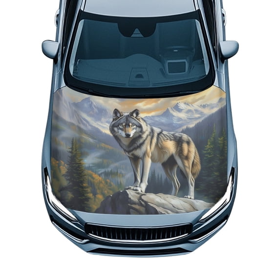 Chririnla Wild Horizon Car Hood Protectors for Outdoor Stretch All-Season Protection Car Hood Cover