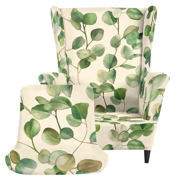 Chririnla Wingback Chair Covers Leaf 2 Piece Wingback Chair Slipcover for Bedroom, Polyester Fabric Non-slip Stain Resistant Single-Seat Wingback Armchair Covers