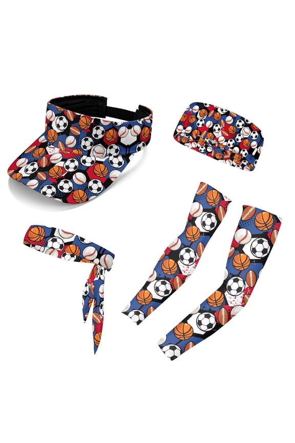 Women & Men Sports Sun Visor Hat Lightweight Visor Cap Headband Sweatband Arm Sleeves for Sports Fan,Ball Print