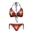 thumbnail image 1 of Chririnla Women's Christmas Reindeer Halter Bikini Set Two Piece Triangle Swimsuit with Snowflake Print Perfect for Tropical Holiday & Pool Party, 1 of 9