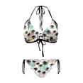 thumbnail image 1 of Chririnla Women's Halter Neck Triangle Bikini Set Tropical Palm Tree Print Quick Dry Tie Side Two-Piece Swimsuit for Beach Vacation Pool Party, 1 of 9