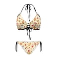 thumbnail image 1 of Chririnla Women's Halter Neck Two Piece Bikini Set Christmas Gingerbread Holiday Print, Quick Dry, Tie Side, Perfect for Tropical Vacation & Pool Party, 1 of 9