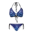 thumbnail image 1 of Chririnla Women's Halter Neck Two Piece Bikini Set Glowing Reindeer Snowflake Print - Sexy Tie Side Swimsuit for Beach & Pool Vacation, 1 of 9