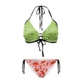 thumbnail image 1 of Chririnla Women's Halter Neck Two-Piece Bikini Set - Playful Watermelon Print Design | Quick Dry, Tie Side Bottoms for Beach, Pool & Tropical Vacations, 1 of 9