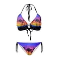 thumbnail image 1 of Chririnla Women's Halter Neck Two Piece Bikini Set - Sunset Coconut Tree Print, Quick Dry & Figure Hugging - Perfect for Beach Vacation & Pool Party, 1 of 9