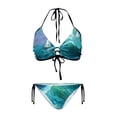 thumbnail image 1 of Chririnla Women's Impressionist Ocean Sailboat Bikini Set - Halter Neck Two Piece Triangle Swimsuit with Tie Side - Quick Dry, Sexy Beach Vacation Swimwear, 1 of 9