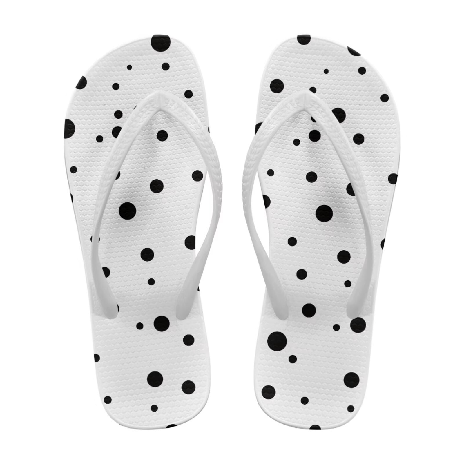 Chririnla Women's Polka Dot Print Flip Flops Comfortable Casual Beach ...