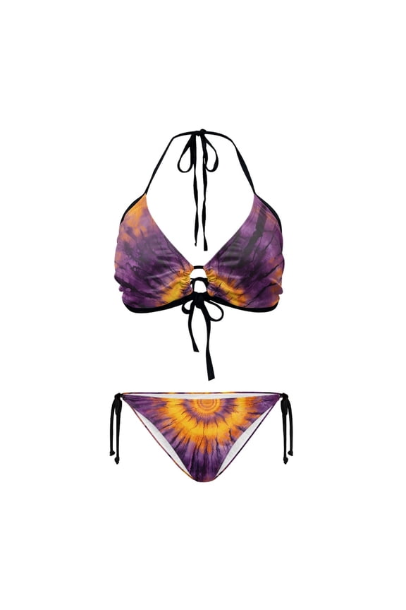 Women's Sunburst Tie-Dye Halter Bikini Set - Sexy Two-Piece Triangle Swimsuit with Tie Sides - Perfect for Beach & Pool Vacation