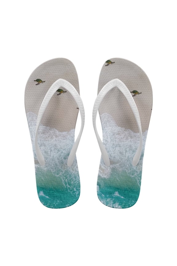 Womens Beach Sea Turtles Flip Flops Non-Slip Rubber Sole Soft Beach Sandals for Woman Daily Walking