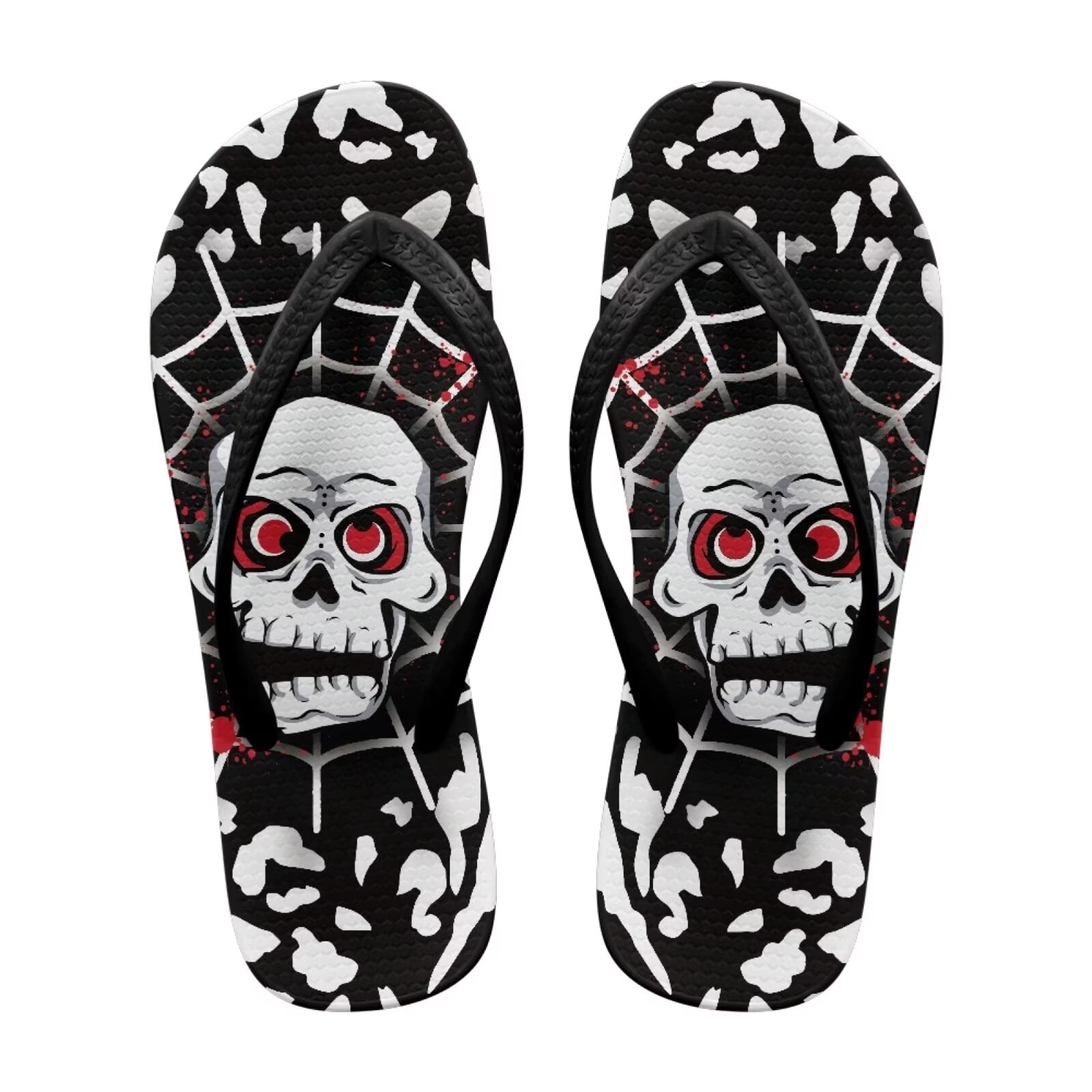 Chririnla Womens Flip Flops Spider Web Skull Print Non-Slip Casual ...