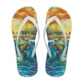 thumbnail image 1 of Chririnla Womens Flip Flops Sunset Sea Turtle Print Casual Non-Slip Quick Dry Slides Sandals Fashion Lightweight Thin Strap Beach Sandal for Walking Vacation, 1 of 7