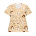 thumbnail image 1 of Chririnla Womens Scrubs Tops, V-Neck Breathable Scrub Tops Women Corgi Donut Print, 2 Pocket Stretch Fabric Scrubs for Women, Medical Nurse Shirt-S, 1 of 6