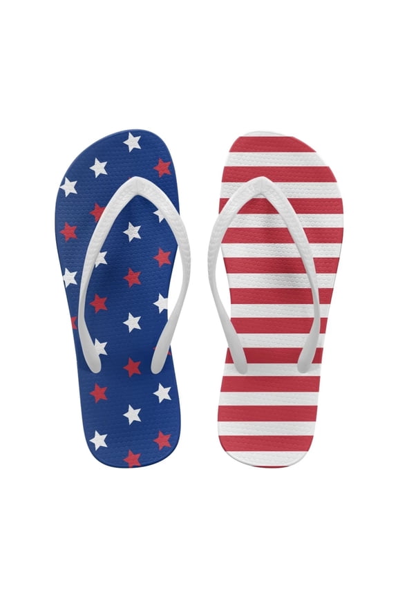 Womens Stars and Stripes Print Flip Flops Comfortable Casual Arch Support Non-Slip Slides Sandals Quick Dry Anti Slip Lightweight Indoor Bathroom Shower Flats Slippers