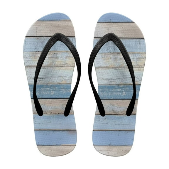 Chririnla Wooden Board Print Flip Flops for Women Non-Slip Rubber Sole Comfortable Thong Sandals
