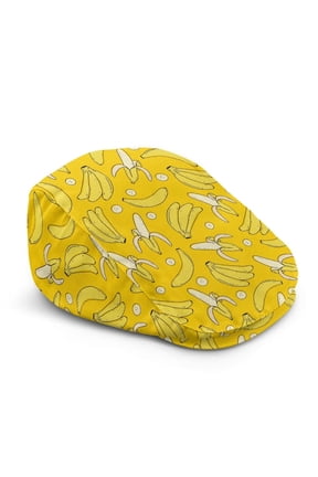 Yellow Banana Floral Newsboy Cap for Men Soft Flat Cap Breathable Sun Protection for Daily Use